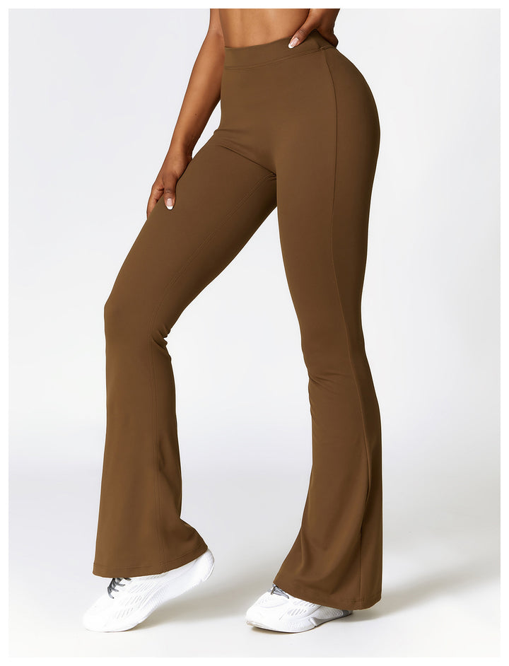 Sollinarry Peach Hip Raise Yoga BellBottom Pants Fitness Sports Wide Legs Bootcut Trousers High Waist Quick Drying Yoga Pants Women