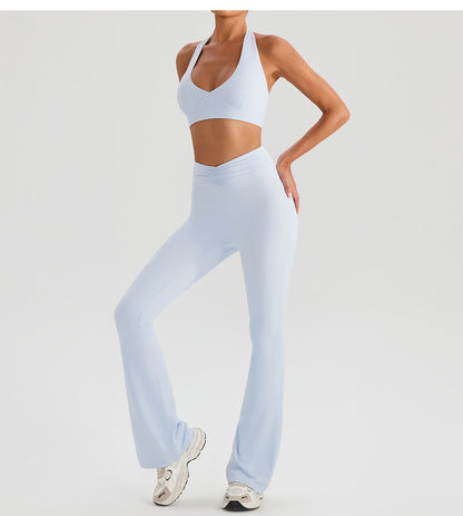 Nude Feel High Waist Hip Lift Yoga Pants Bell Bottom Pants Running Fitness Pants Slimming Tight Breathable Sports Pants