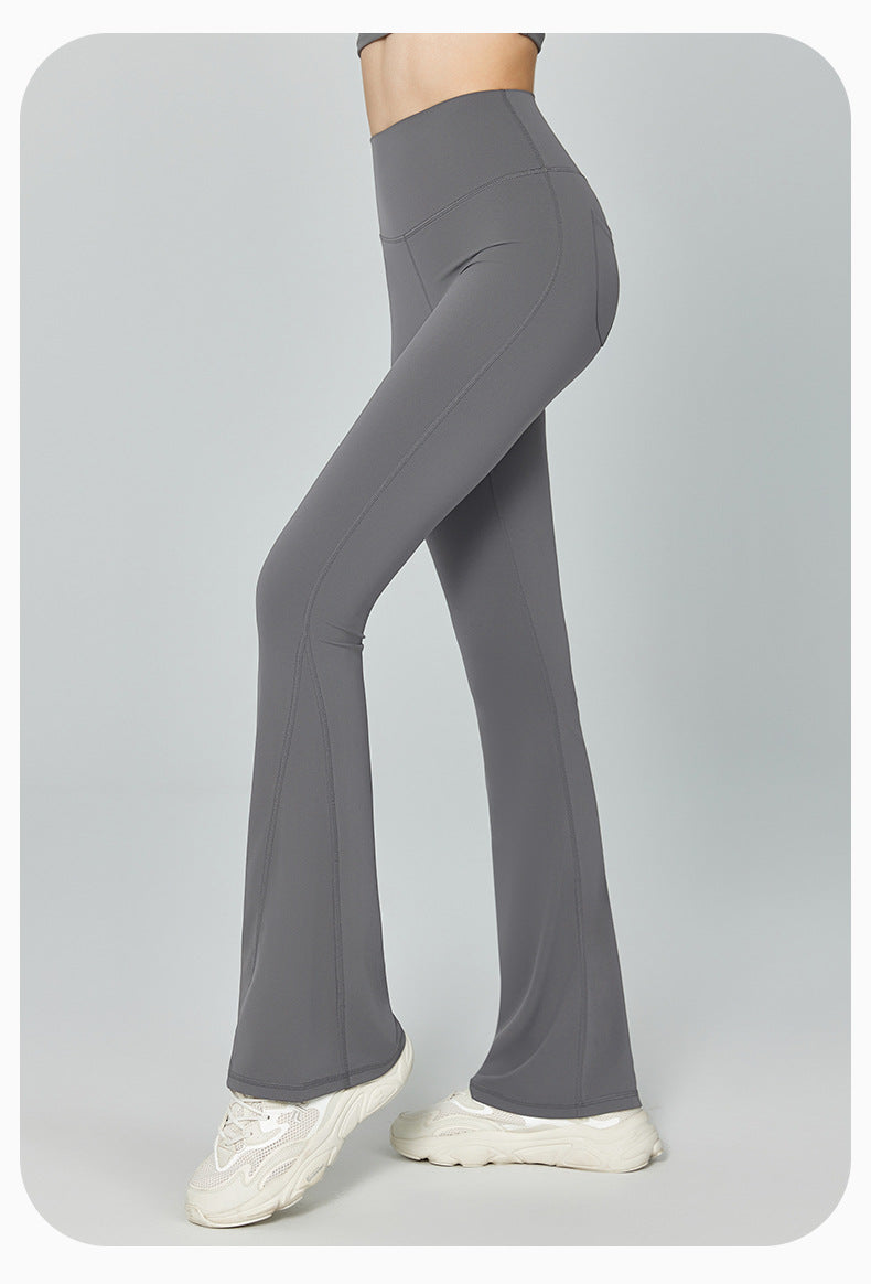 Thin Gao Shi Line Yoga Trousers Women High Waist Hip Lift Fitness Bell Bottom Pants Slim Slimming Wide Leg Pants Outer Wear