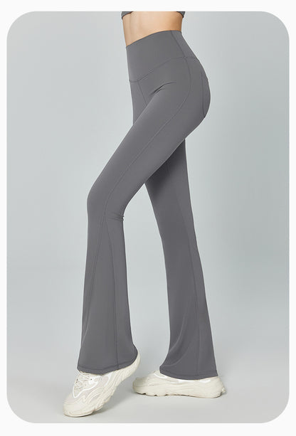 Thin Gao Shi Line Yoga Trousers Women High Waist Hip Lift Fitness Bell Bottom Pants Slim Slimming Wide Leg Pants Outer Wear