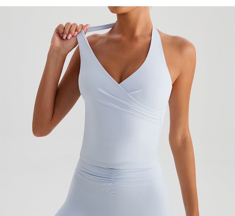 V neck Halter Sling Yoga Clothing Top Women