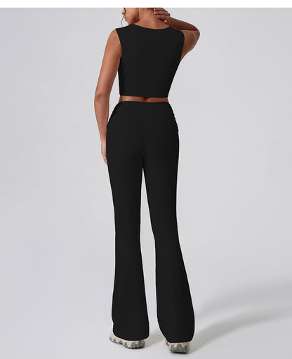 Wide Leg Tight Nude Feel Hip Lifting Yoga Bell Bottom Pants Dance High Waist Micro Pull Quick Drying Casual Sports Trousers Women