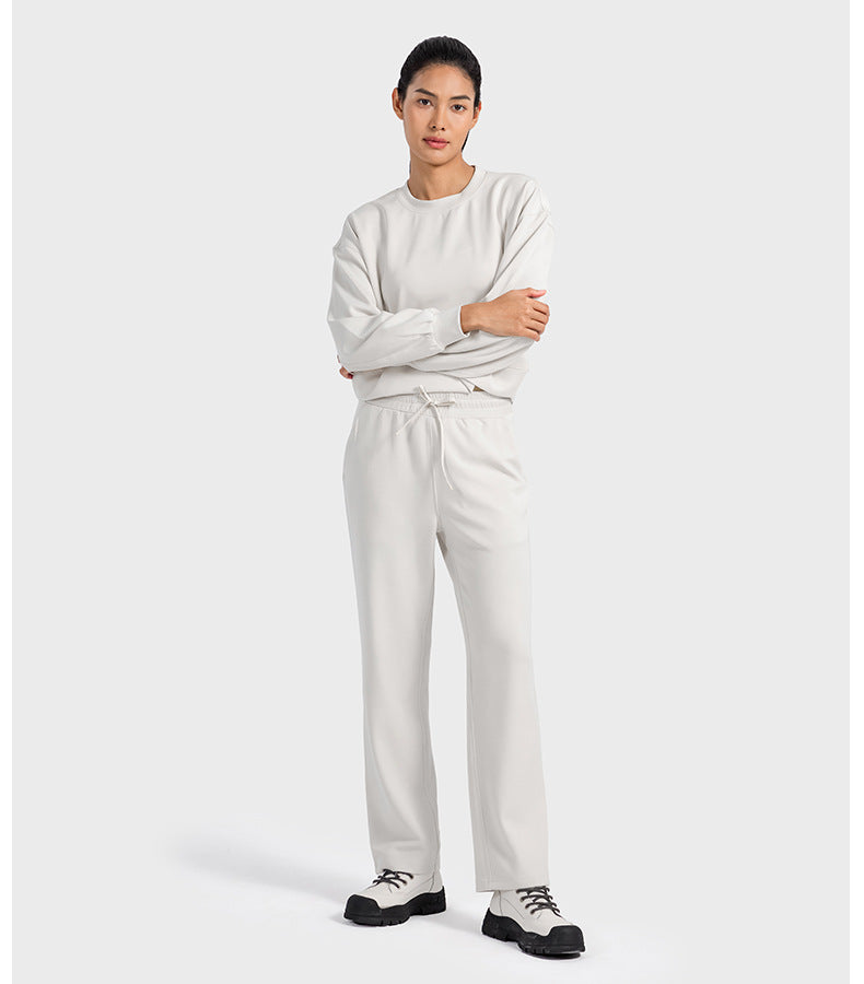 Autumn Winter Air Layer Skin Friendly Casual All Match Track Sweatpants Quick Drying Loose Drooping Straight Sports Pants Women