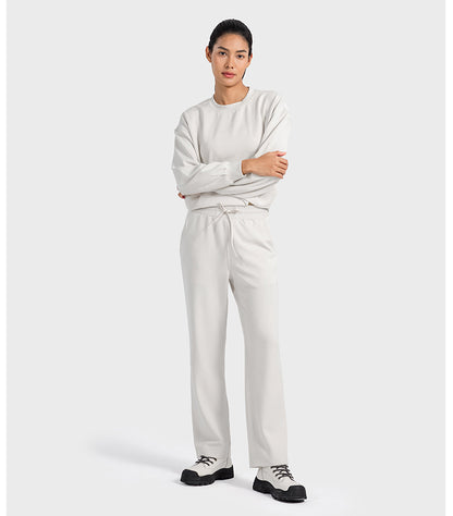 Autumn Winter Air Layer Skin Friendly Casual All Match Track Sweatpants Quick Drying Loose Drooping Straight Sports Pants Women