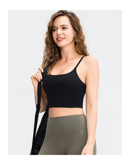 Yoga Vest with Chest Pad Women Fitness Exercise Breathable Yoga Clothes Spaghetti Strap Camisole Top