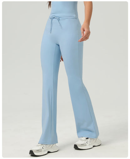 Peach Hip Raise Yoga Bell-Bottom Pants Fitness Sports Wide Legs Bootcut Trousers High Waist Drawstring Quick Drying Yoga Pants Women