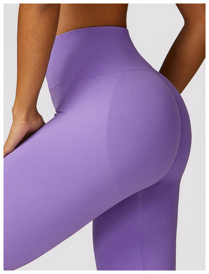 Sollinarry Wide Leg Tight Seamless Hip Lifting Yoga Bell Bottom Pants Abdominal-Shaping High Waist Bootcut Casual Sports Pants
