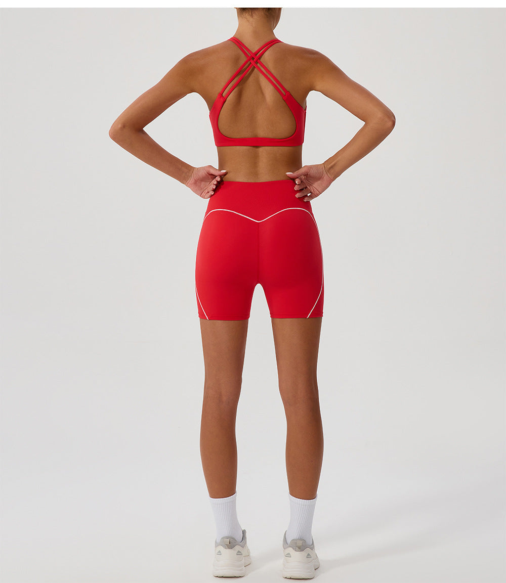 Cross Love Yoga Bra Women Sling with Chest Pad Outer Wear Workout Clothes Outdoor Sports Underwear