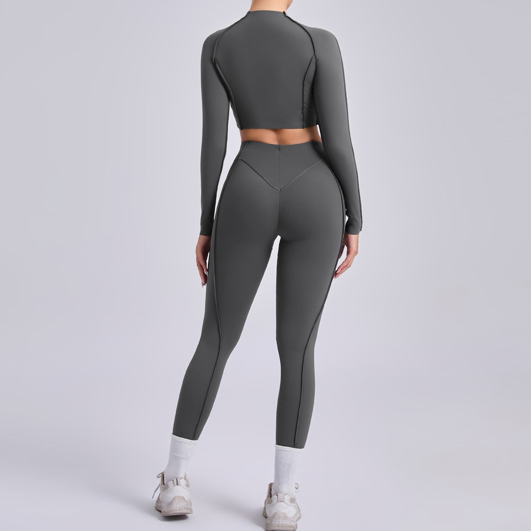 Yoga Two Piece Sets Women Pleated Hip Lifting All Match Yoga Clothes Running Exercise Workout Outfit