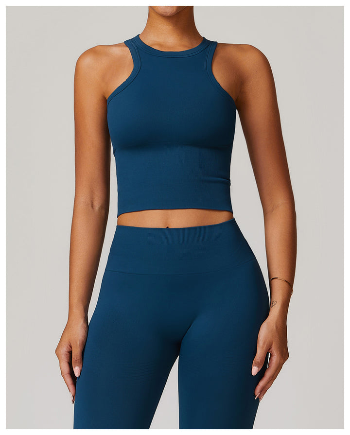 Sollinarry Seamless Tight I Shaped Beauty Back Yoga Vest One Piece Belly Covering Sports Top Yoga Clothes for Women