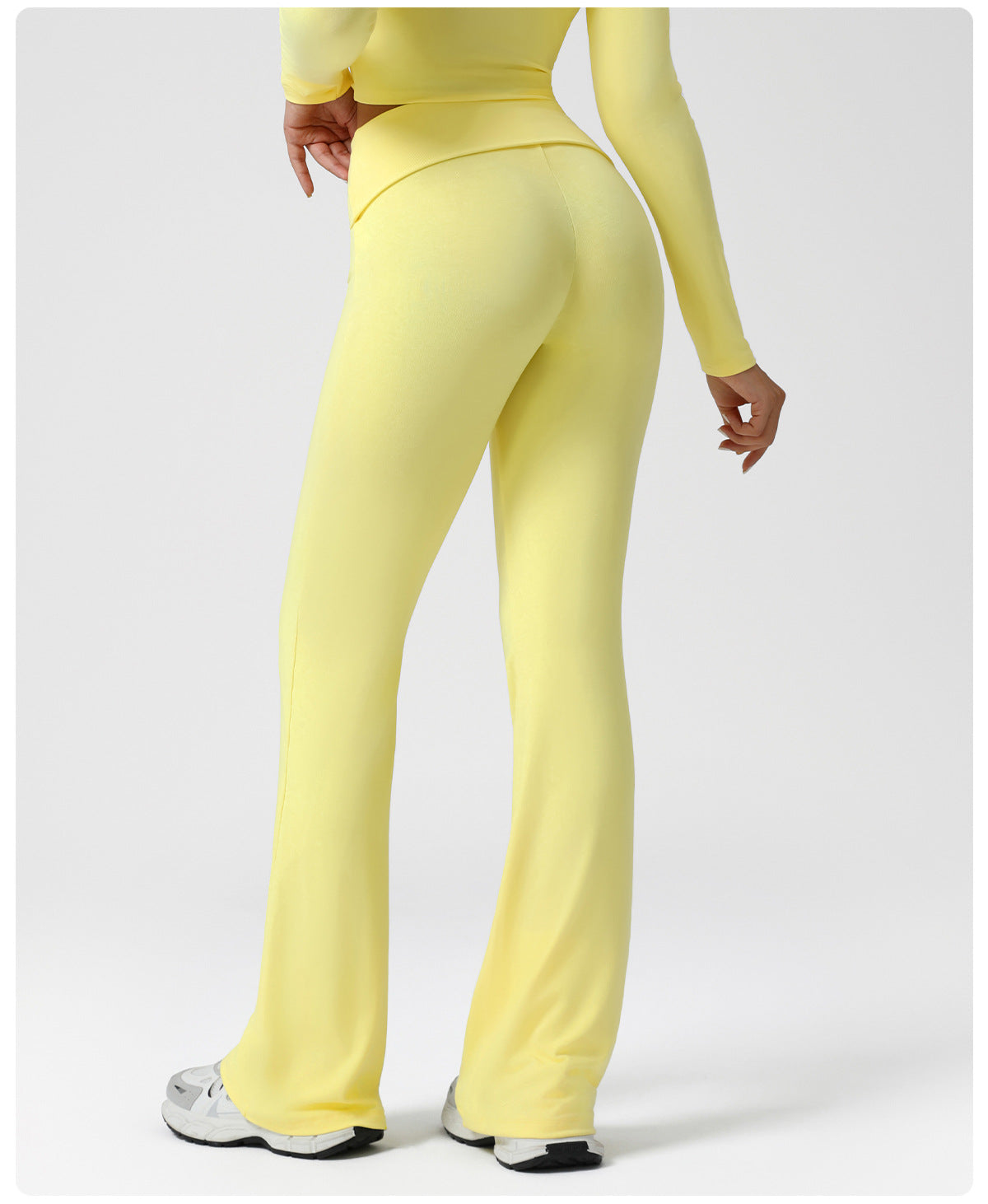 Autumn Sports Casual Bootcut Trousers High Waist Folding Hip Raise Yoga Pants Drape Dance Training Workout Pants