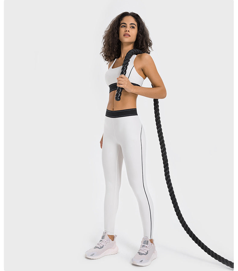 Contrast Color Adjustable Shoulder Strap Cloud Sense Sports Underwear High Strength Shockproof Push Up Comprehensive Training Sports Bra