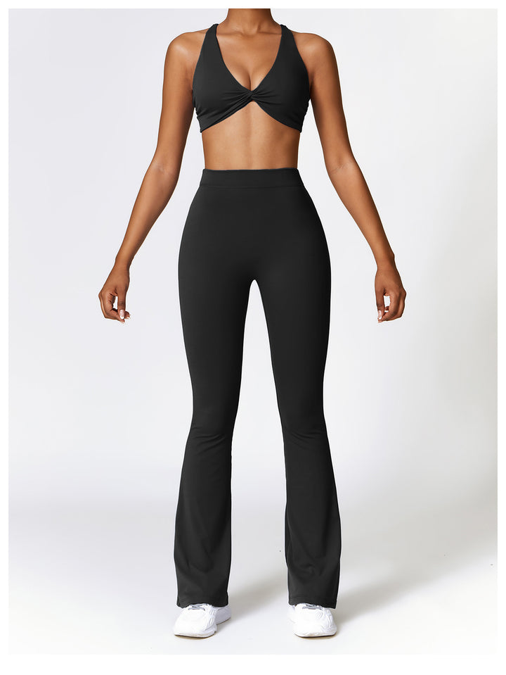 Sollinarry Peach Hip Raise Yoga BellBottom Pants Fitness Sports Wide Legs Bootcut Trousers High Waist Quick Drying Yoga Pants Women