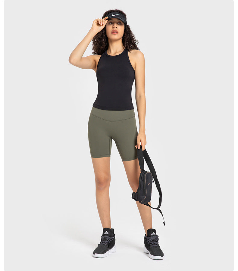 Antibacterial Deodorant Close Fitting Slimming Yoga Vest Women High Elastic Nude Feel Sports Fitness Yoga Wear