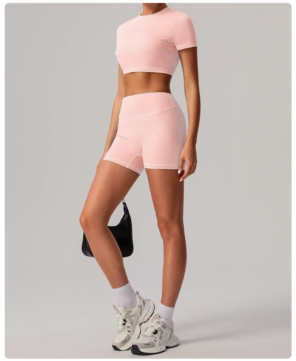 Quick Drying Nude Feel Yoga Shorts Hip Lifting Running Fitness Shorts Tight High Waist Outdoor Exercise Shorts Women