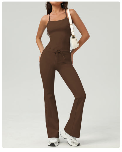 Peach Hip Raise Yoga Bell-Bottom Pants Fitness Sports Wide Legs Bootcut Trousers High Waist Drawstring Quick Drying Yoga Pants Women