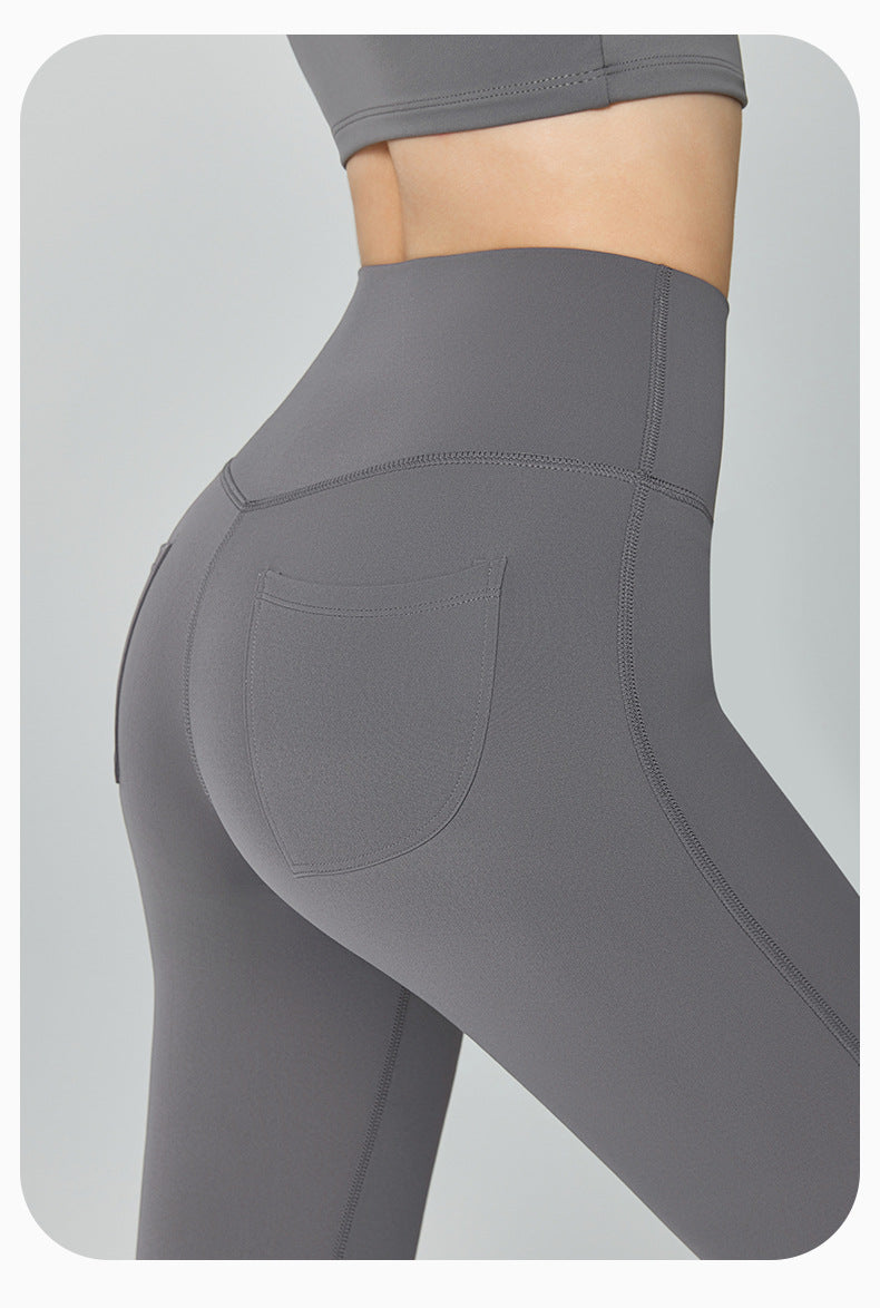 Thin Gao Shi Line Yoga Trousers Women High Waist Hip Lift Fitness Bell Bottom Pants Slim Slimming Wide Leg Pants Outer Wear