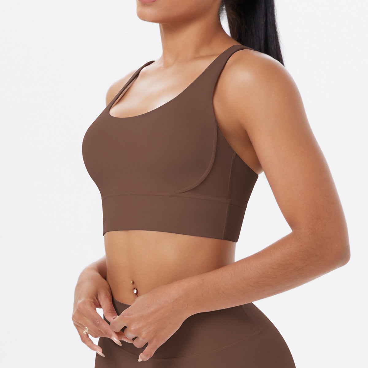 Nude Feel Solid Color Sports Underwear Push up Sexy Double Shoulder Strap Beauty Back Yoga Bra Running Workout Vest Women