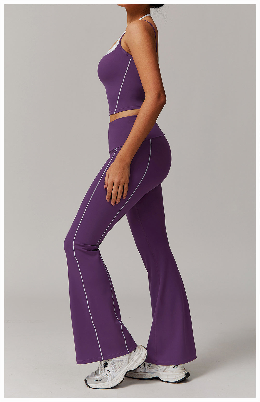 Sollinarry High Waist Nude Feel Yoga Pants Sports Fitness Wide Leg Slimming Bell Bottom Pants Casual Running Trousers