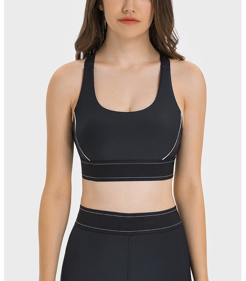 Contrast Color Adjustable Shoulder Strap Cloud Sense Sports Underwear High Strength Shockproof Push Up Comprehensive Training Sports Bra