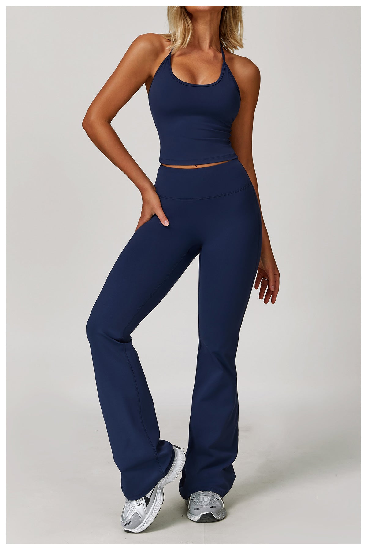 Sollinarry Brushed High Waist Yoga Trousers Tight Wide Leg Bell Bottoms Running Sports Fitness Bootcut Trousers