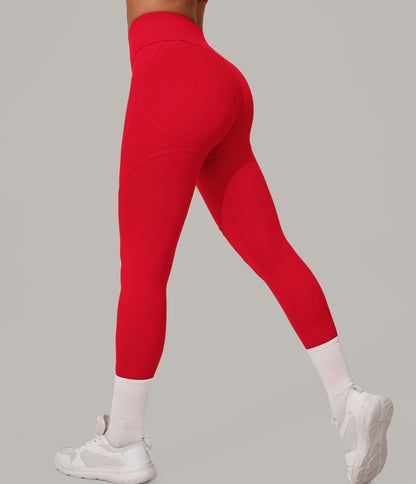 Autumn Sand High Waist Hip Lift Brushed Yoga Pants Running Quick Drying Fitness Pants Waist Slimming Hip Tight Sports Pants