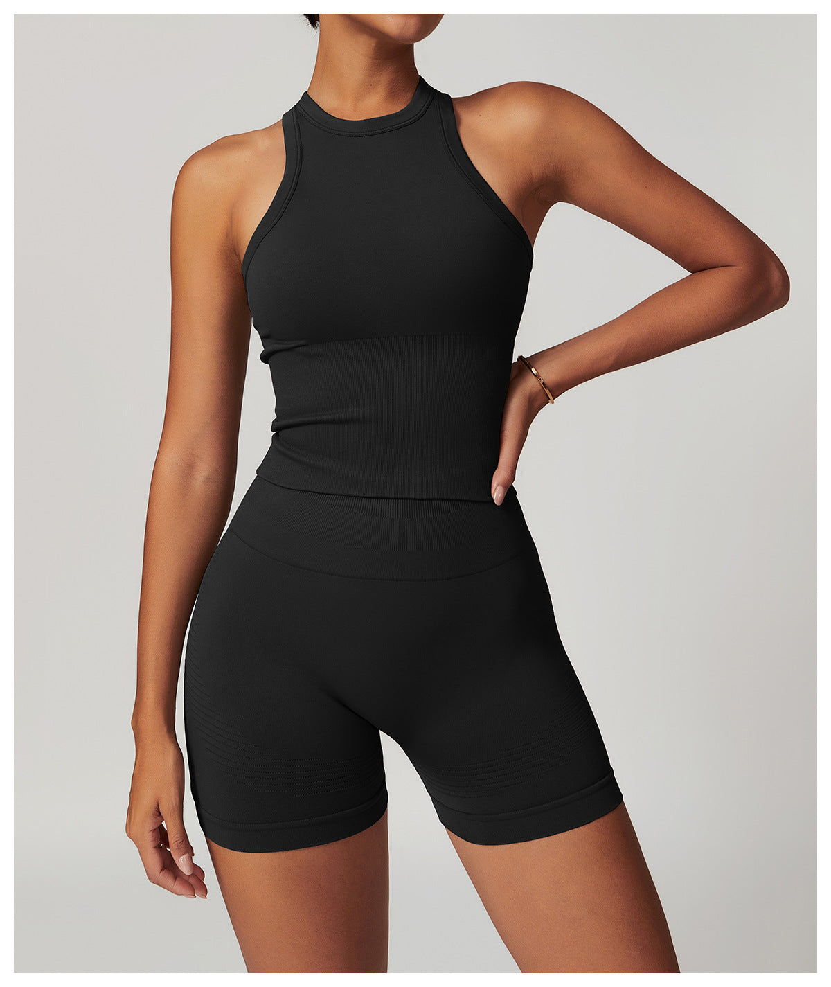 Sollinarry Seamless Tight I Shaped Beauty Back Yoga Vest One Piece Belly Covering Sports Top Yoga Clothes for Women