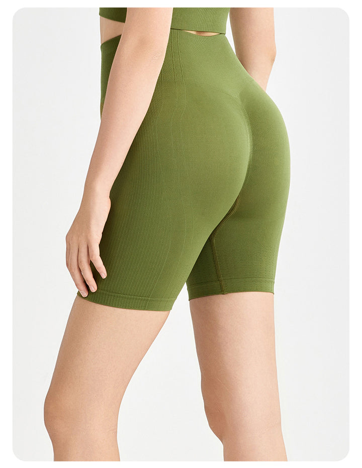 Seamless Weaving Seamless Sports Shorts Women High Waist Hip Lift Casual Pants Slimming Tight Running Yoga Short Length Pants