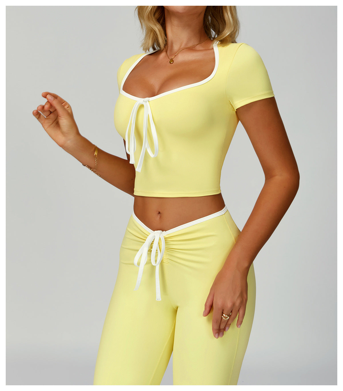 Sollinarry Contrast Color Binding Yoga Clothes Women V neck Slim Fit Yoga Jacket Outdoor Running Fitness Sports Top