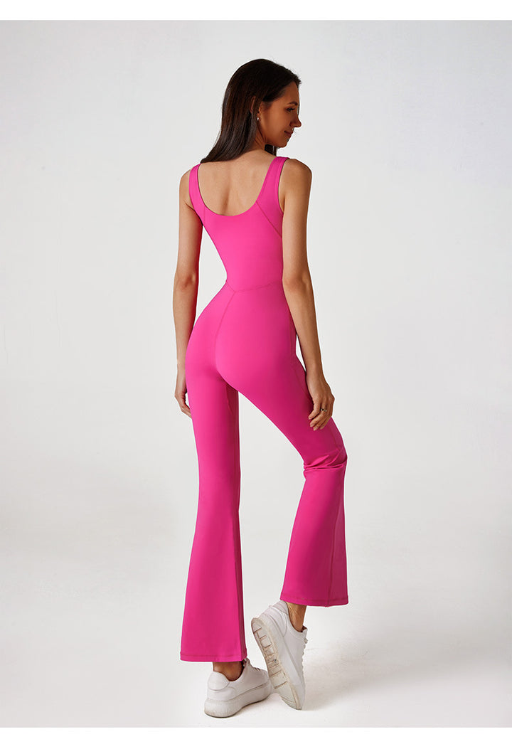 Yoga Clothes Nude Feel Tight One Piece Women Casual Horn Dance Fitness Sports Jumpsuit