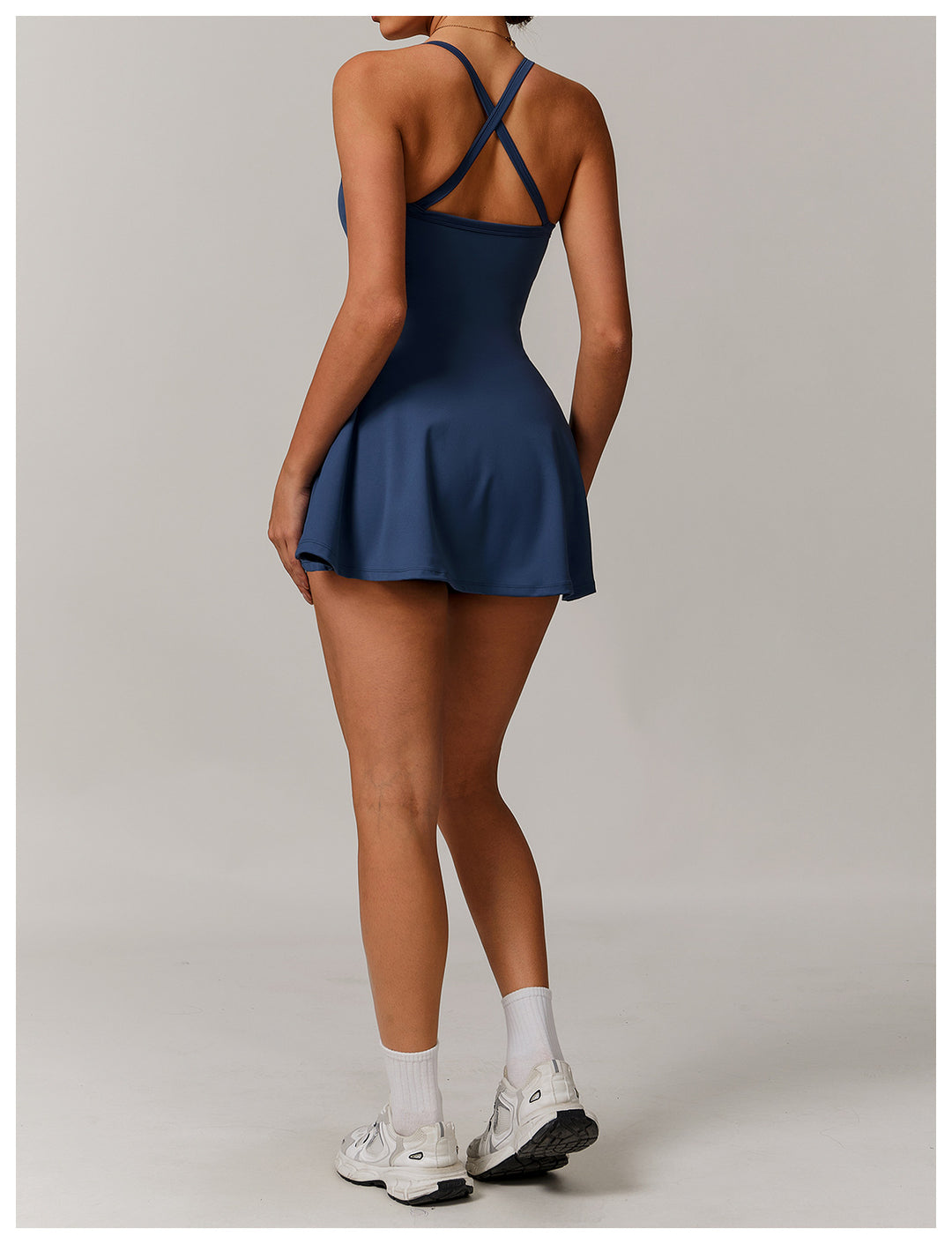 Sollinarry Sustainable Recycled Dress Anti Exposure Kink Design Cross Hollow Out Cutout out Beauty Back Tennis
