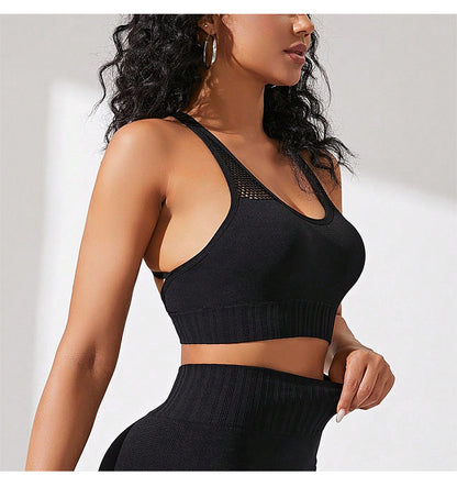 Sexy Cross Beauty Back Exercise Underwear Running Workout Vest Hollow Out Cutout Breathable Yoga Bra