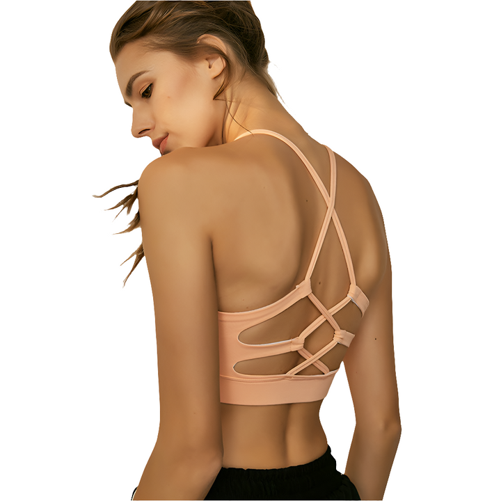 Back Criss Cross Hollow Out Cutout Breathable Sports Bra Underwear Yoga Exercise Vest Women
