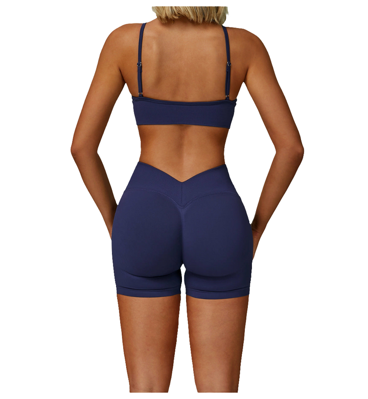 Sollinarry Seamless Knitted Tight Yoga Shorts Women V Shaped Waist Outer Wear Running Sports Quick Drying Fitness Pants