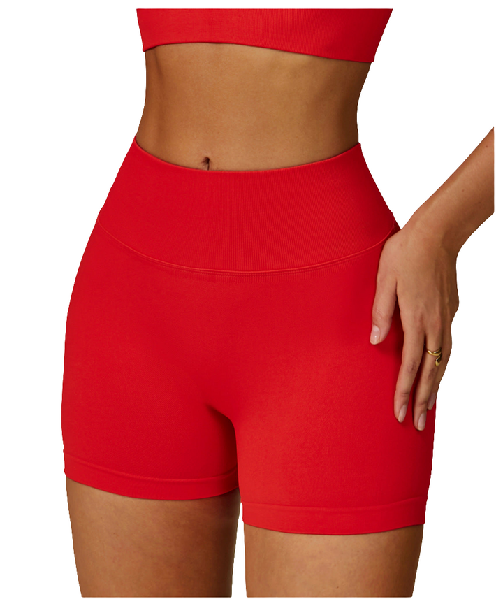 Sollinarry Seamless Knitted Tight Yoga Shorts Women V Shaped Waist Outer Wear Running Sports Quick Drying Fitness Pants