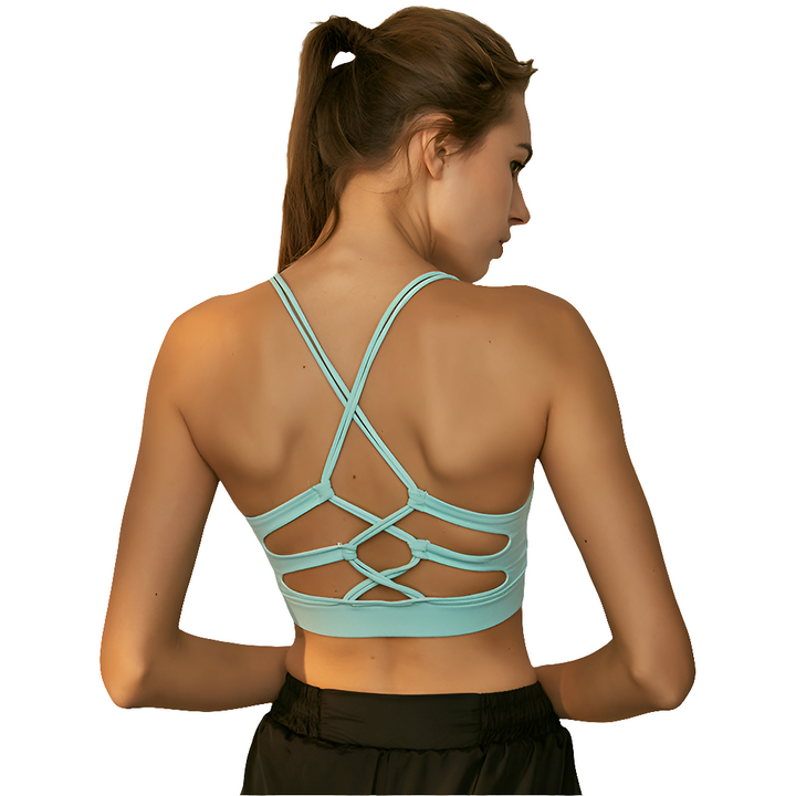 Back Criss Cross Hollow Out Cutout Breathable Sports Bra Underwear Yoga Exercise Vest Women